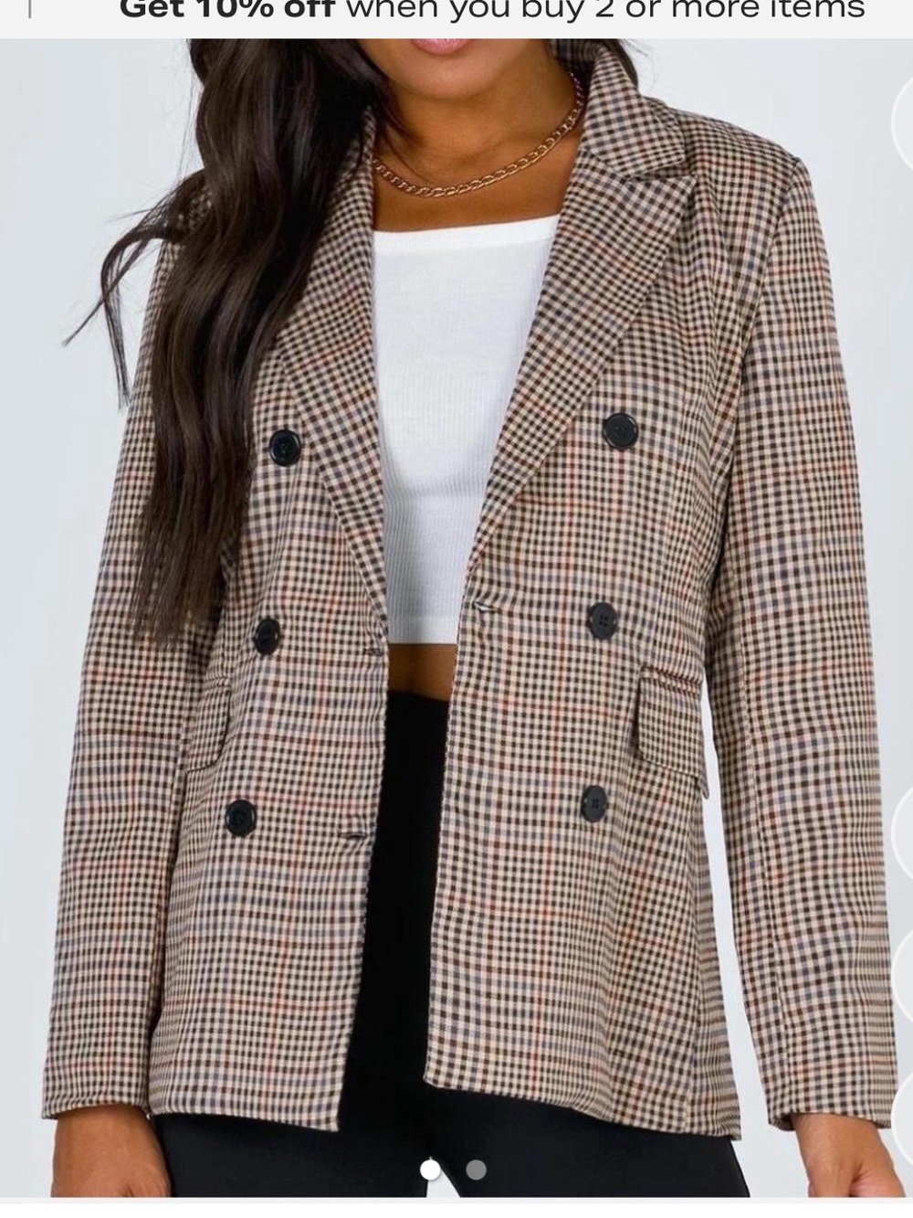 Princess Polly Brown Multi Houndstooth Double-Breasted Blazer